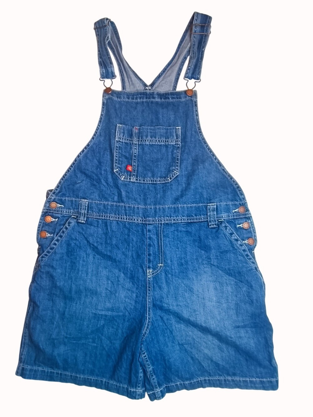 Dickies Women's Stonewashed Indigo Denim Shortalls Large